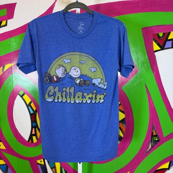 Peanuts, Blue Graphic Tee - Chillaxin' Design. Size Small. Good used condition! - Picture 1 of 4